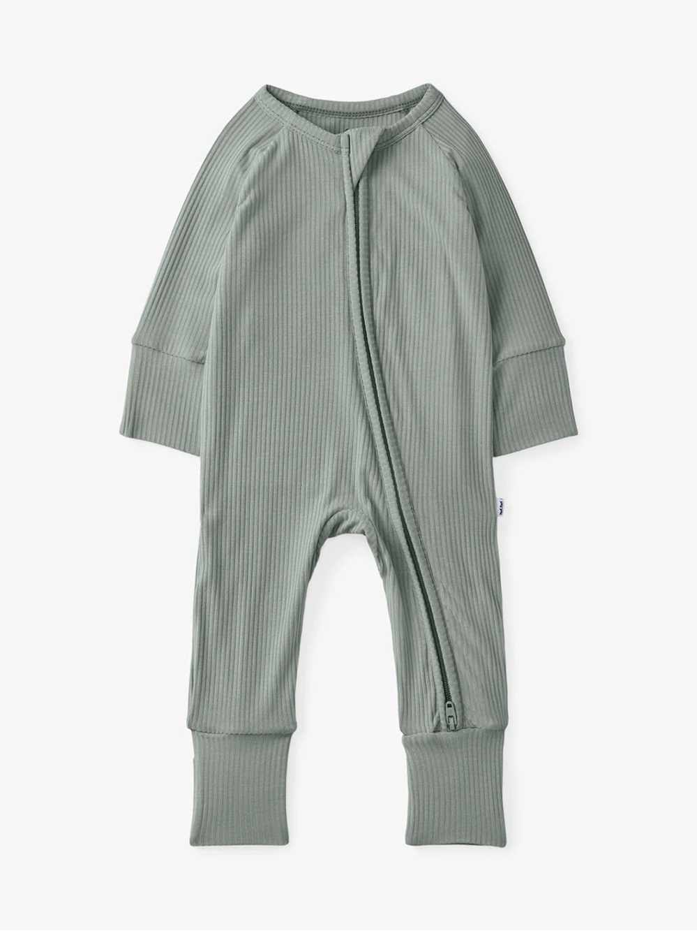 Little Sleepies Willow Layette Ribbed Zippy Footie - Sage Green - Picture 2 of 2